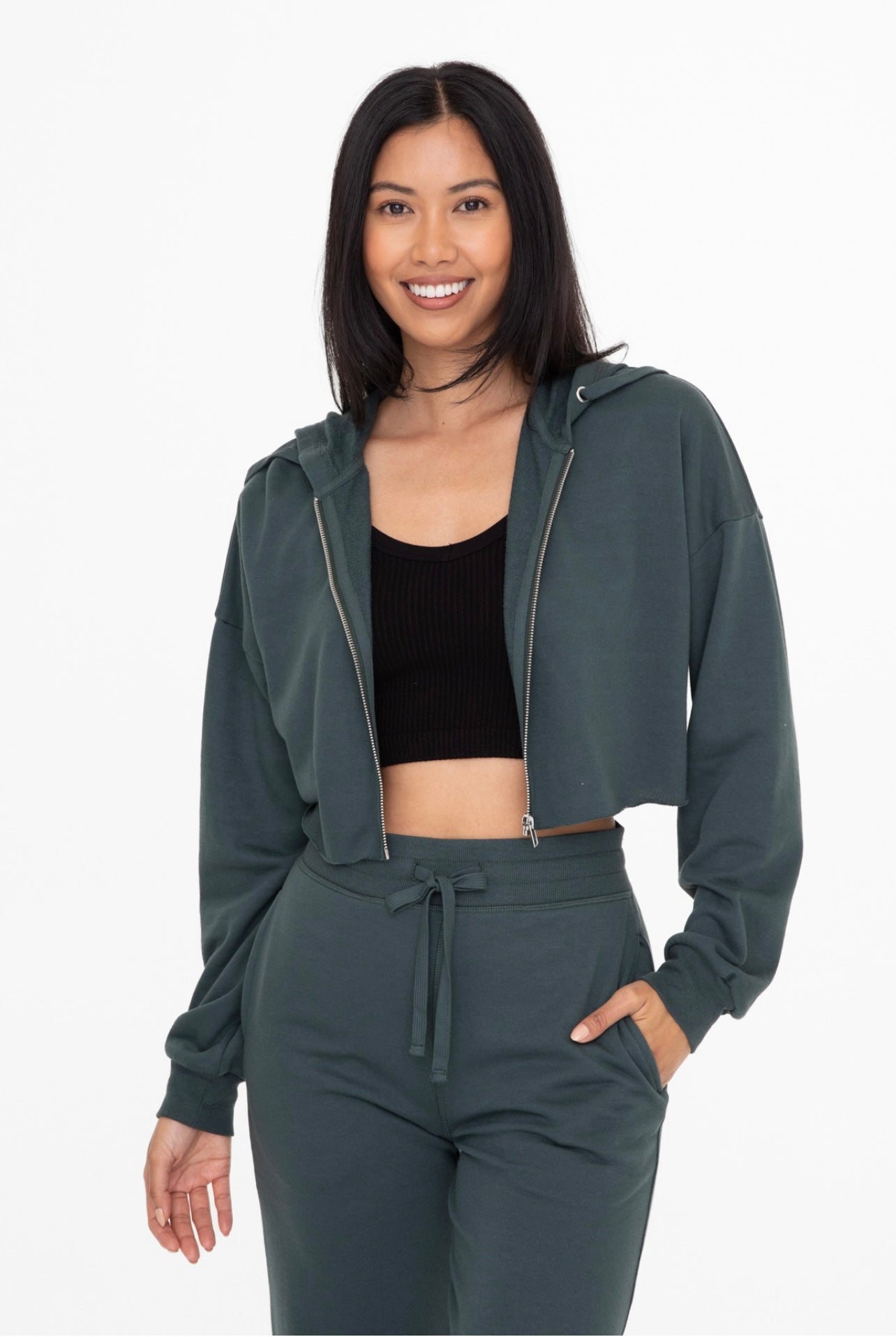 Alahni Crop Zip-Up Jacket (Jungle Green)
