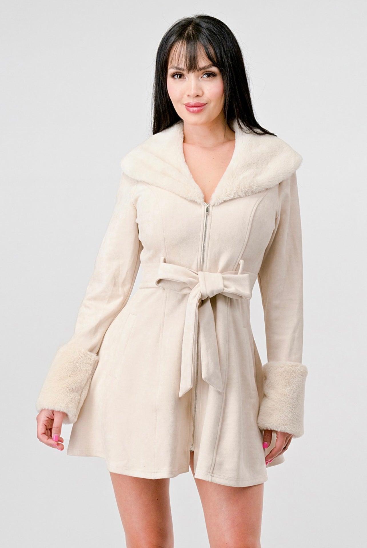 Classy Suede Coat (Cream)