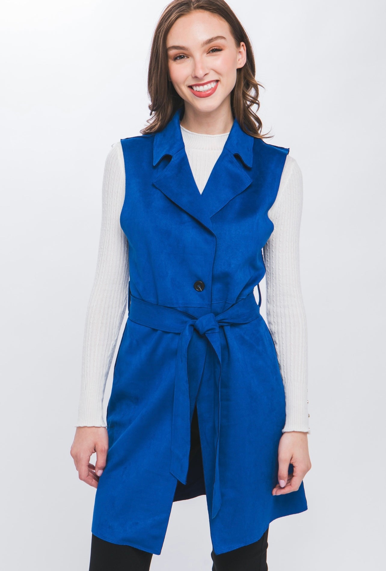 Carmen Suede Long Blazer (Royal)