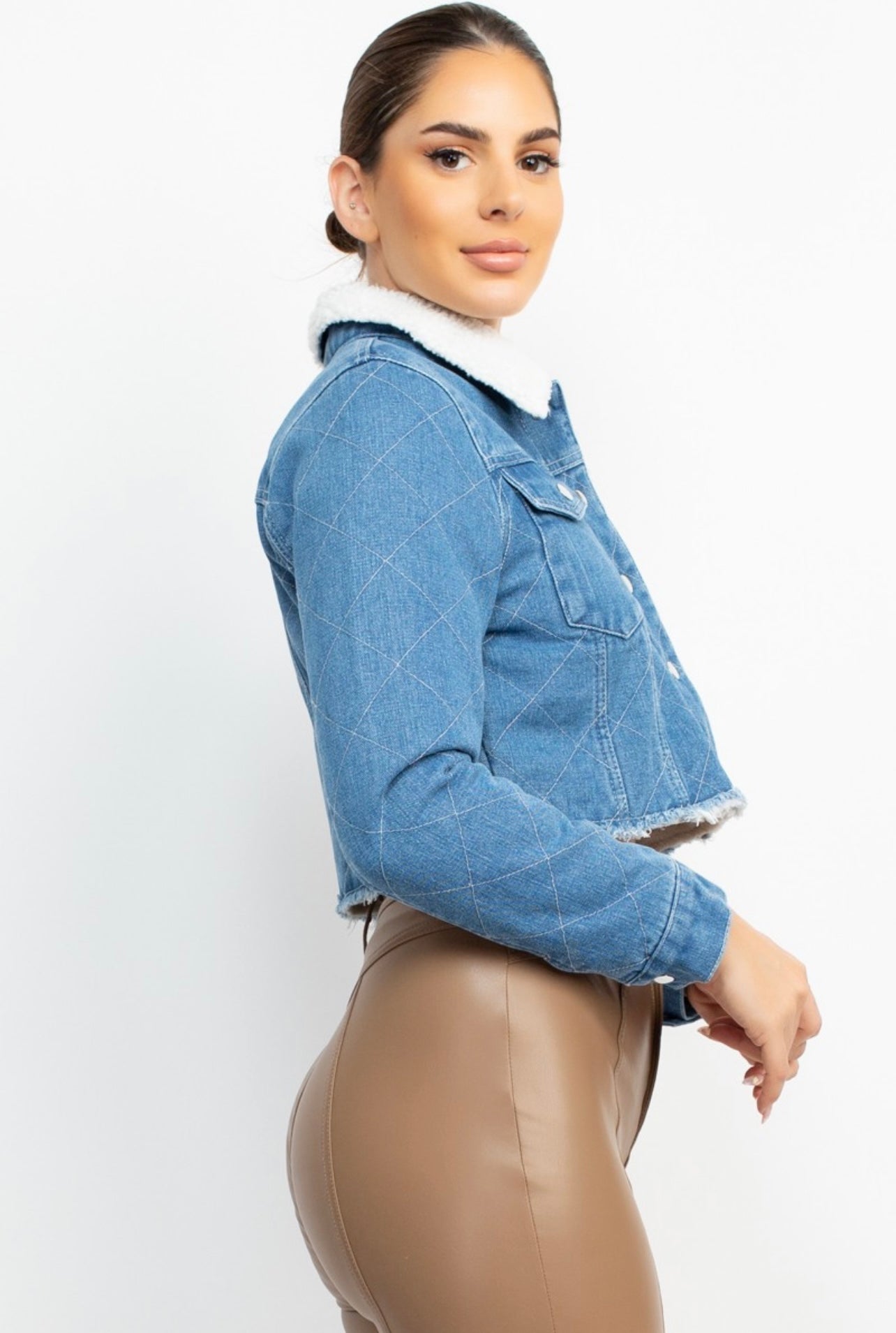 Fur Collared Denim Jacket (Medium)