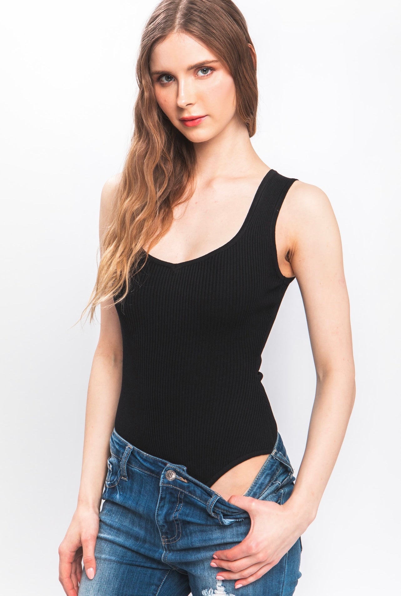 Ariana Ribbed Bodysuit (Black)