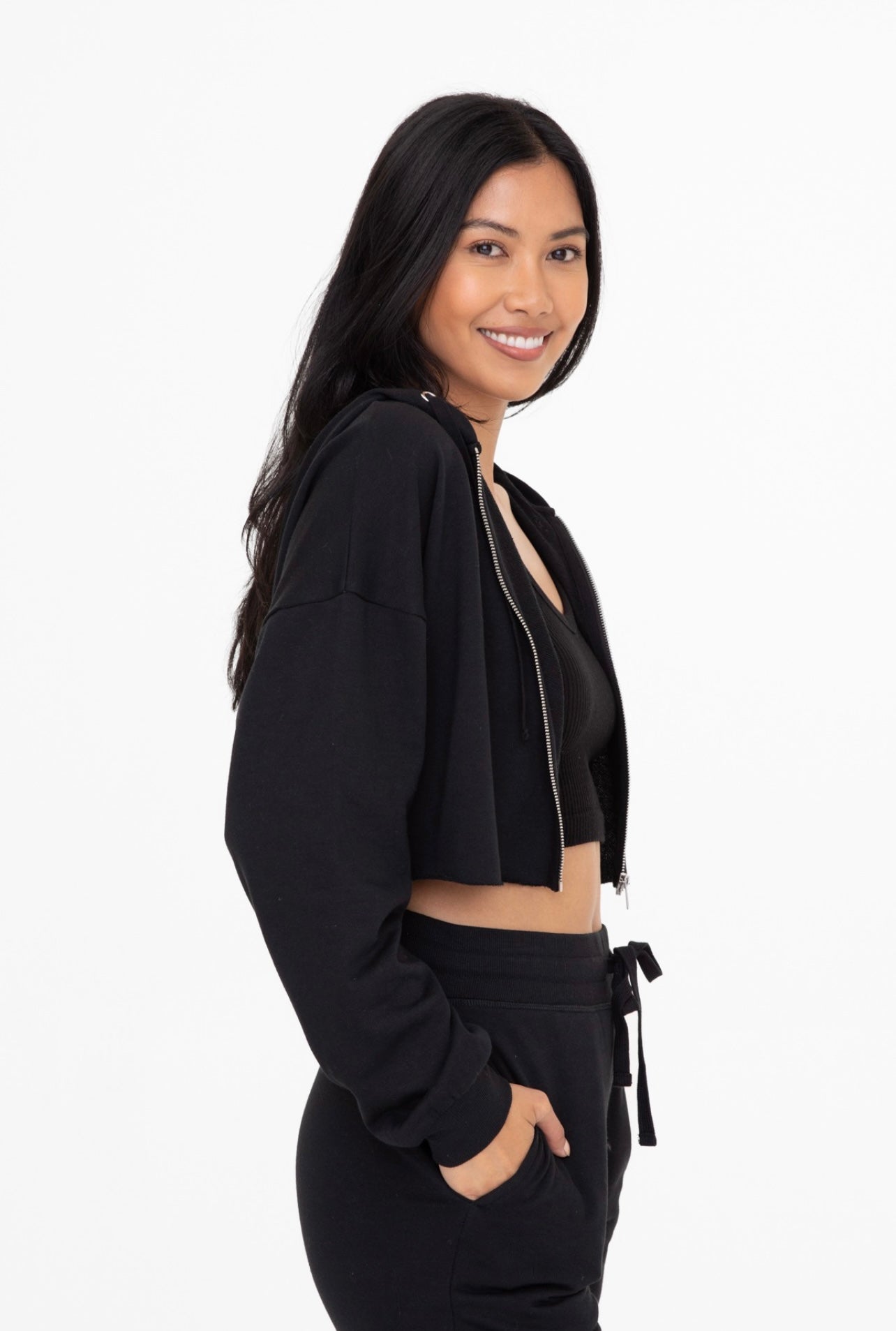 Alahni Crop Zip-Up Jacket (Black)