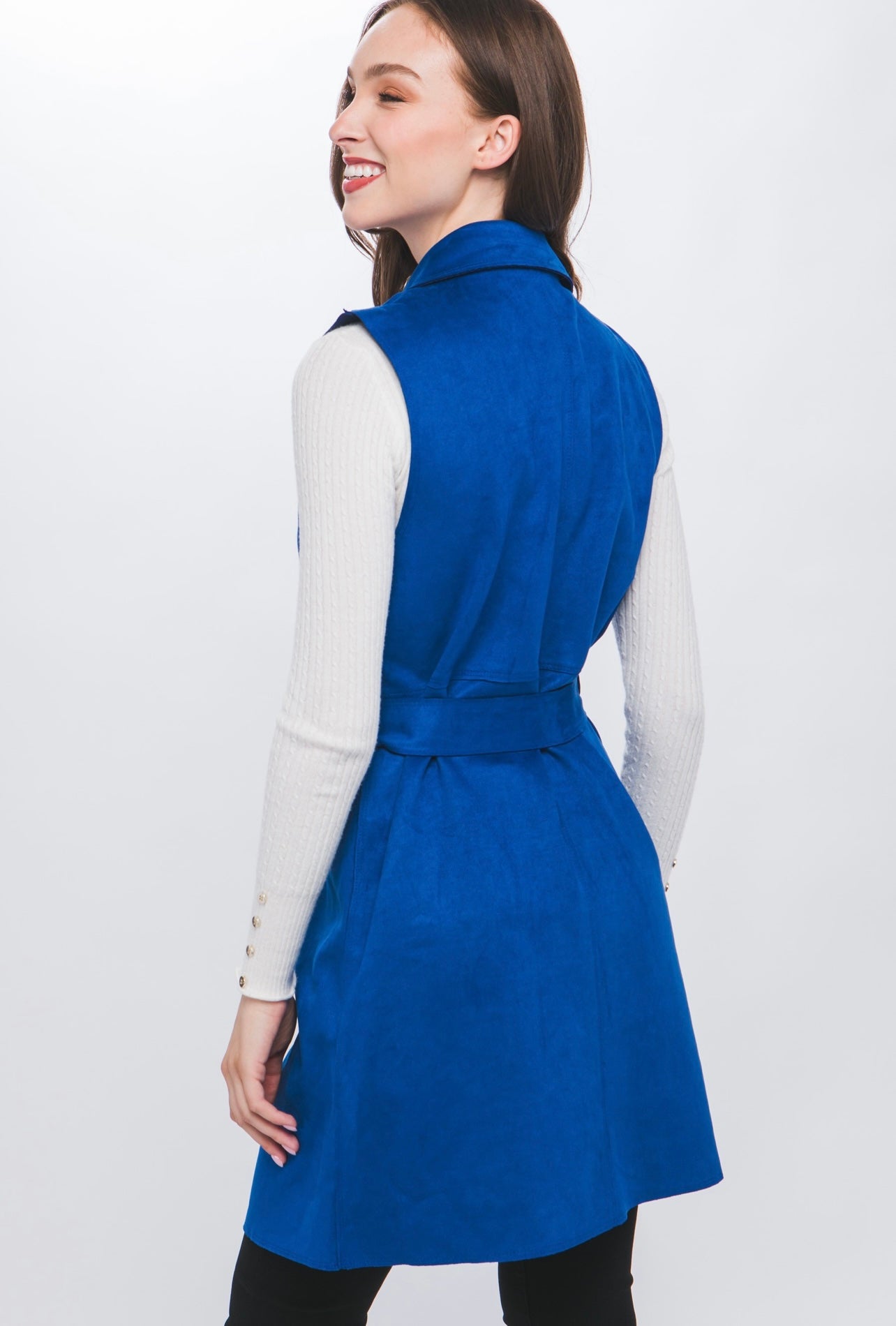 Carmen Suede Long Blazer (Royal)