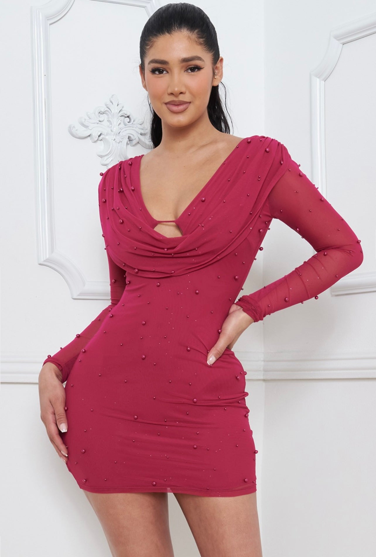 Symantha Pearl Beaded Dress
