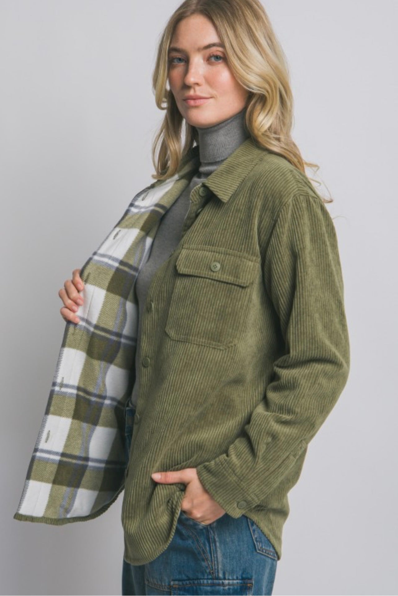 Corduroy Double Sided Reversible Jacket (Olive)