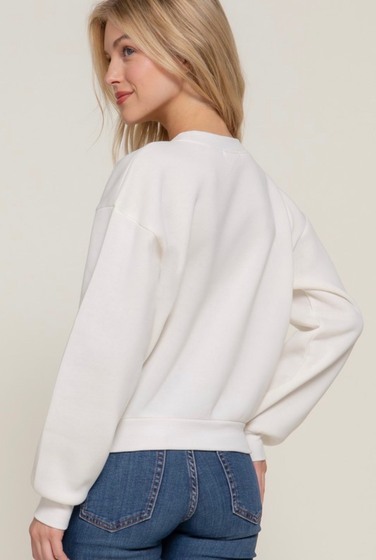Bow Fleece Sweatshirt (Ivory)