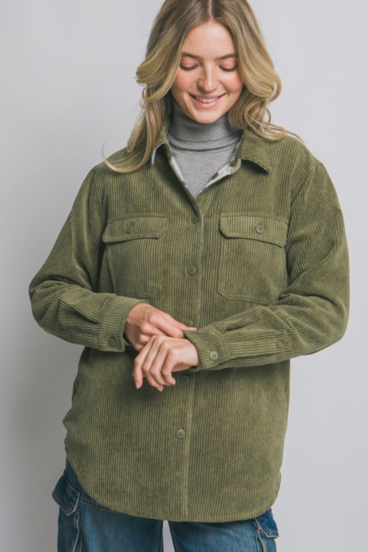 Corduroy Double Sided Reversible Jacket (Olive)