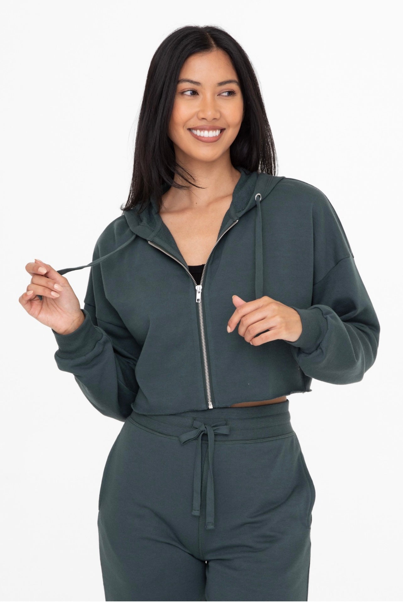 Alahni Crop Zip-Up Jacket (Jungle Green)