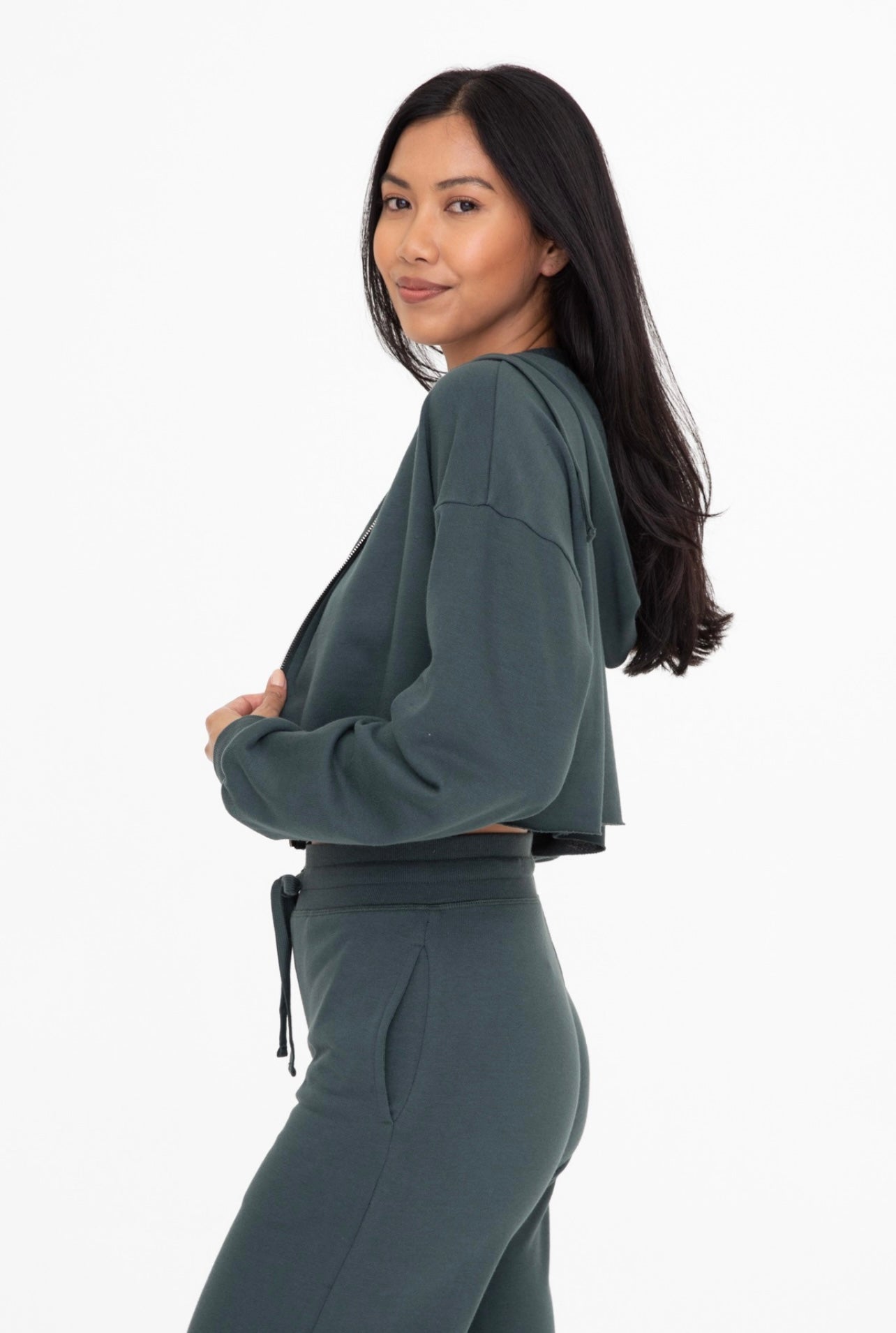 Alahni Crop Zip-Up Jacket (Jungle Green)