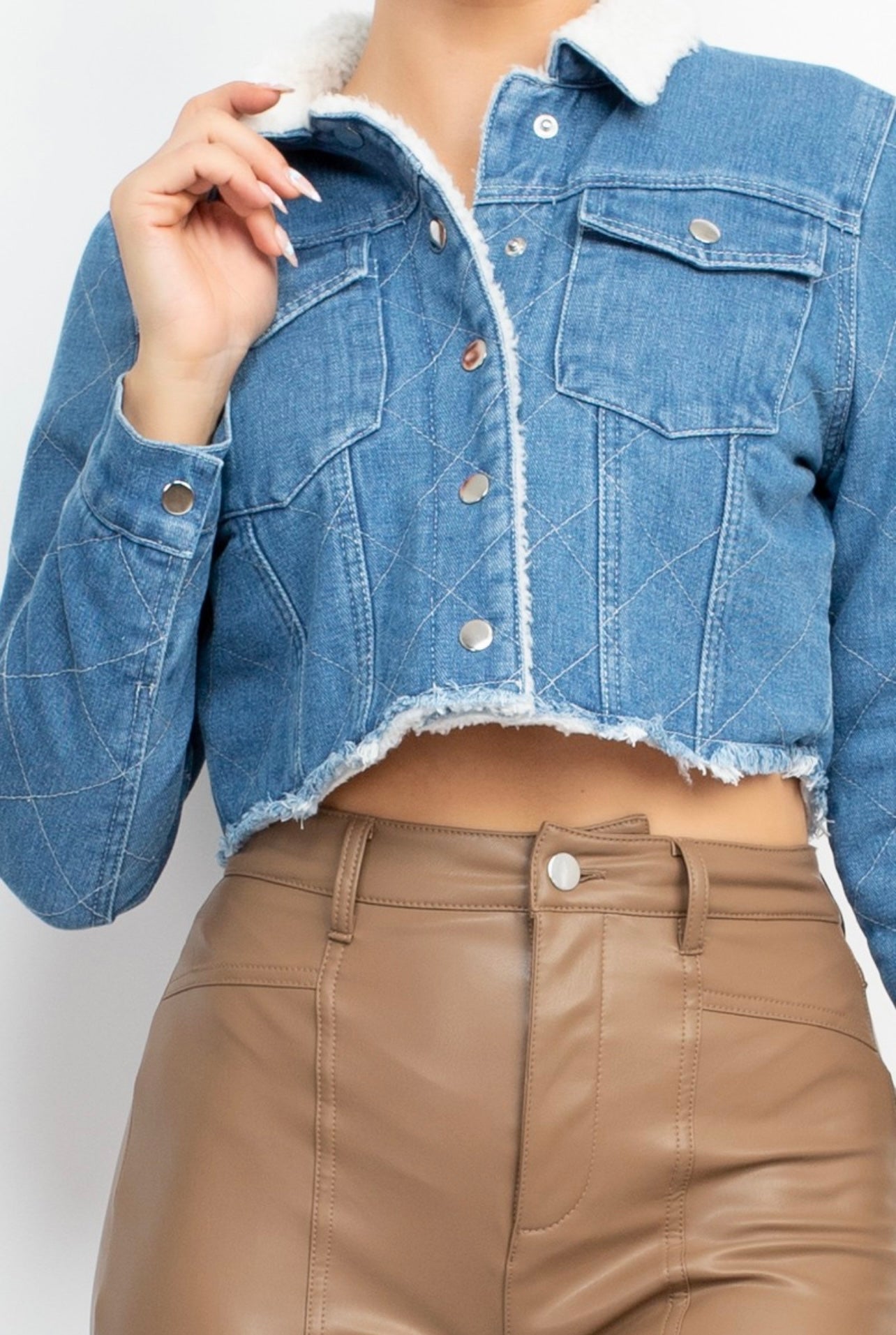 Fur Collared Denim Jacket (Medium)