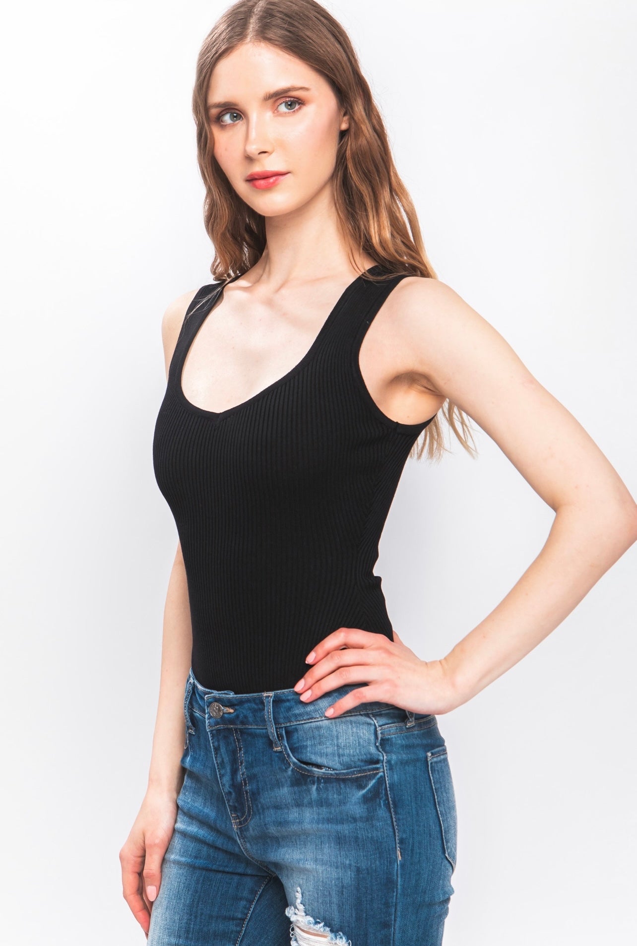 Ariana Ribbed Bodysuit (Black)
