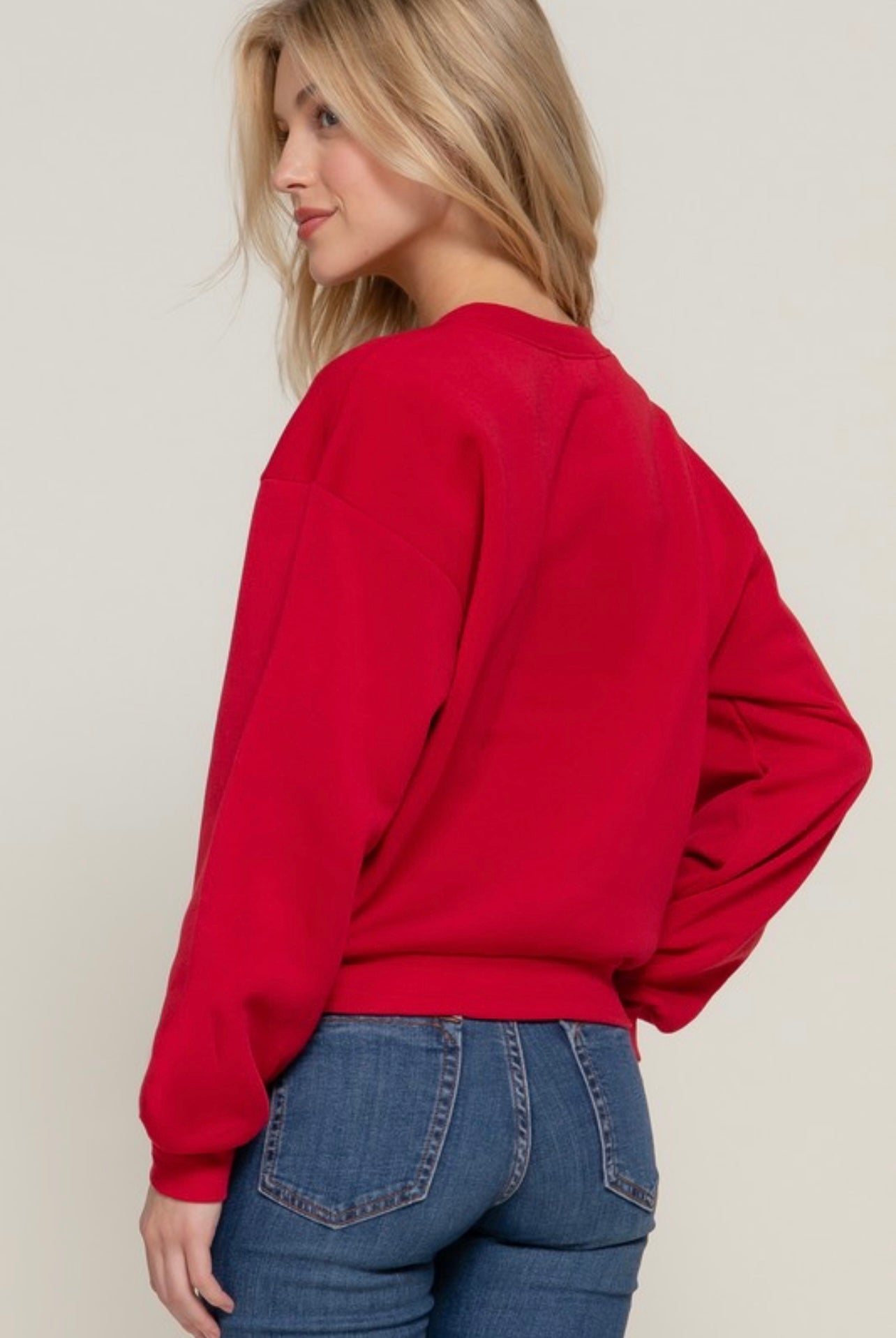 Bow Fleece Sweatshirt (Red)