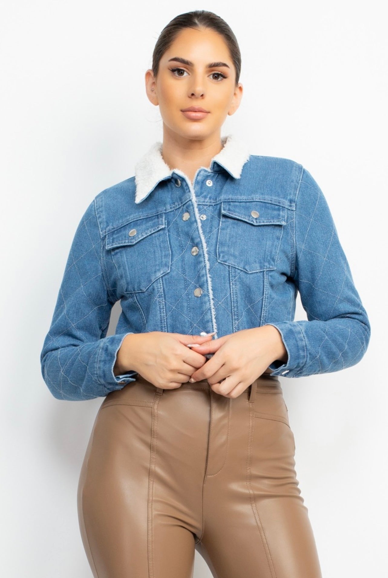 Fur Collared Denim Jacket (Medium)
