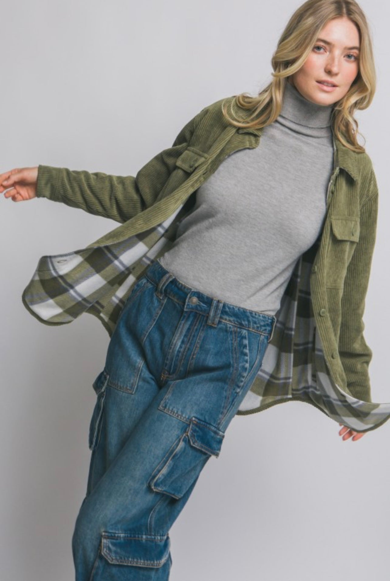 Corduroy Double Sided Reversible Jacket (Olive)