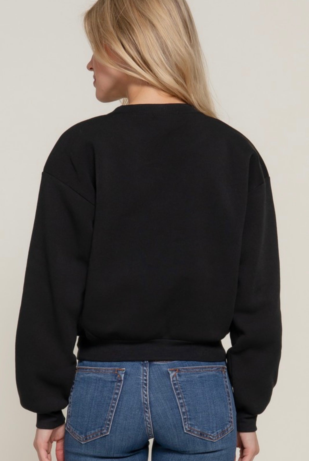 Bow Fleece Sweatshirt (Black)
