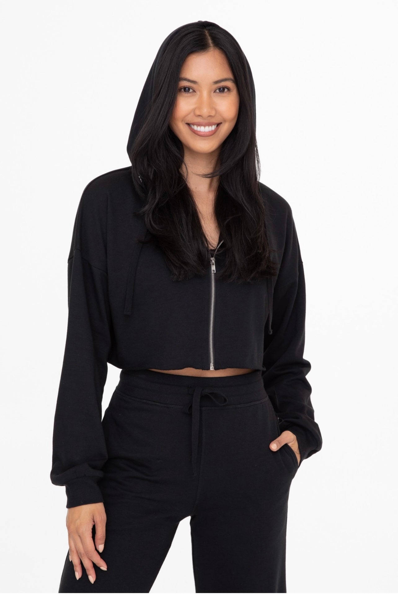 Alahni Crop Zip-Up Jacket (Black)