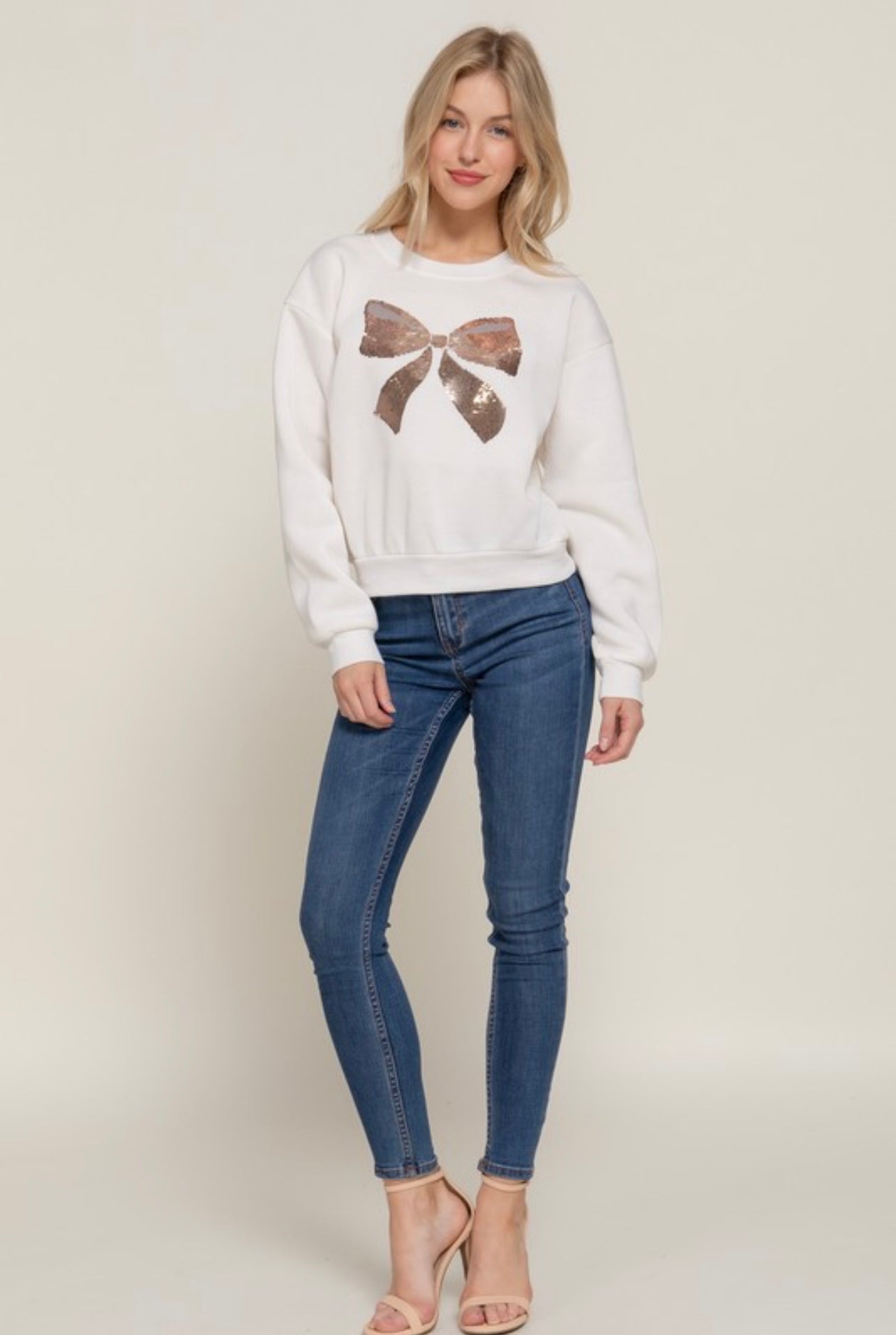 Bow Fleece Sweatshirt (Ivory)