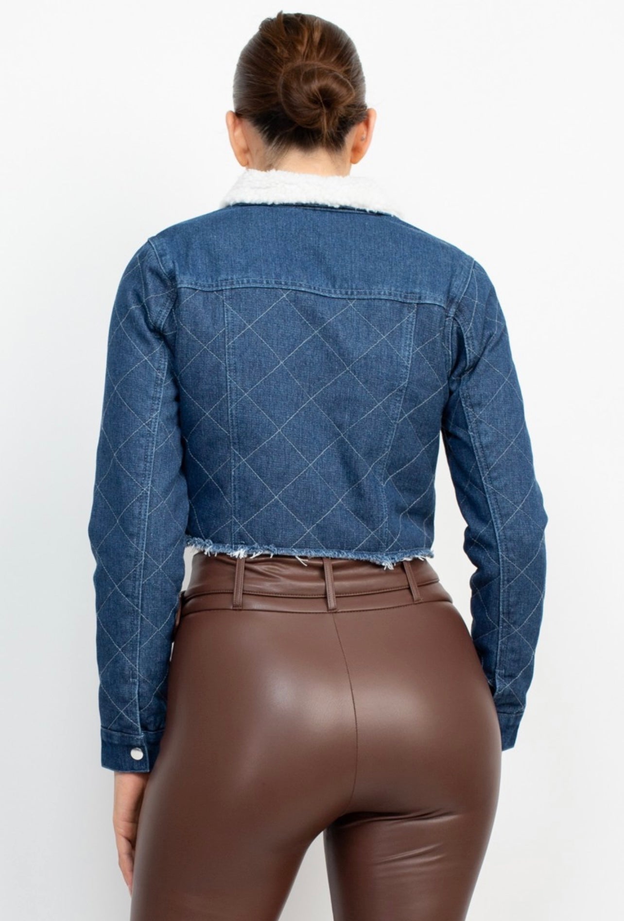 Fur Collared Denim Jacket (Dark)