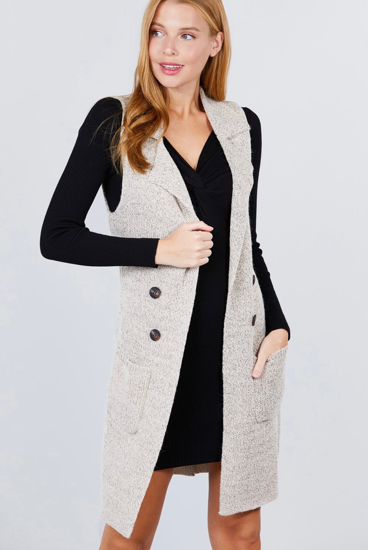 Ariel Sleeveless Long Sweater Vest