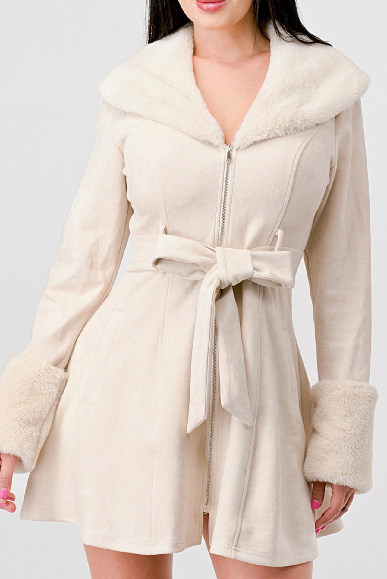 Classy Suede Coat (Cream)