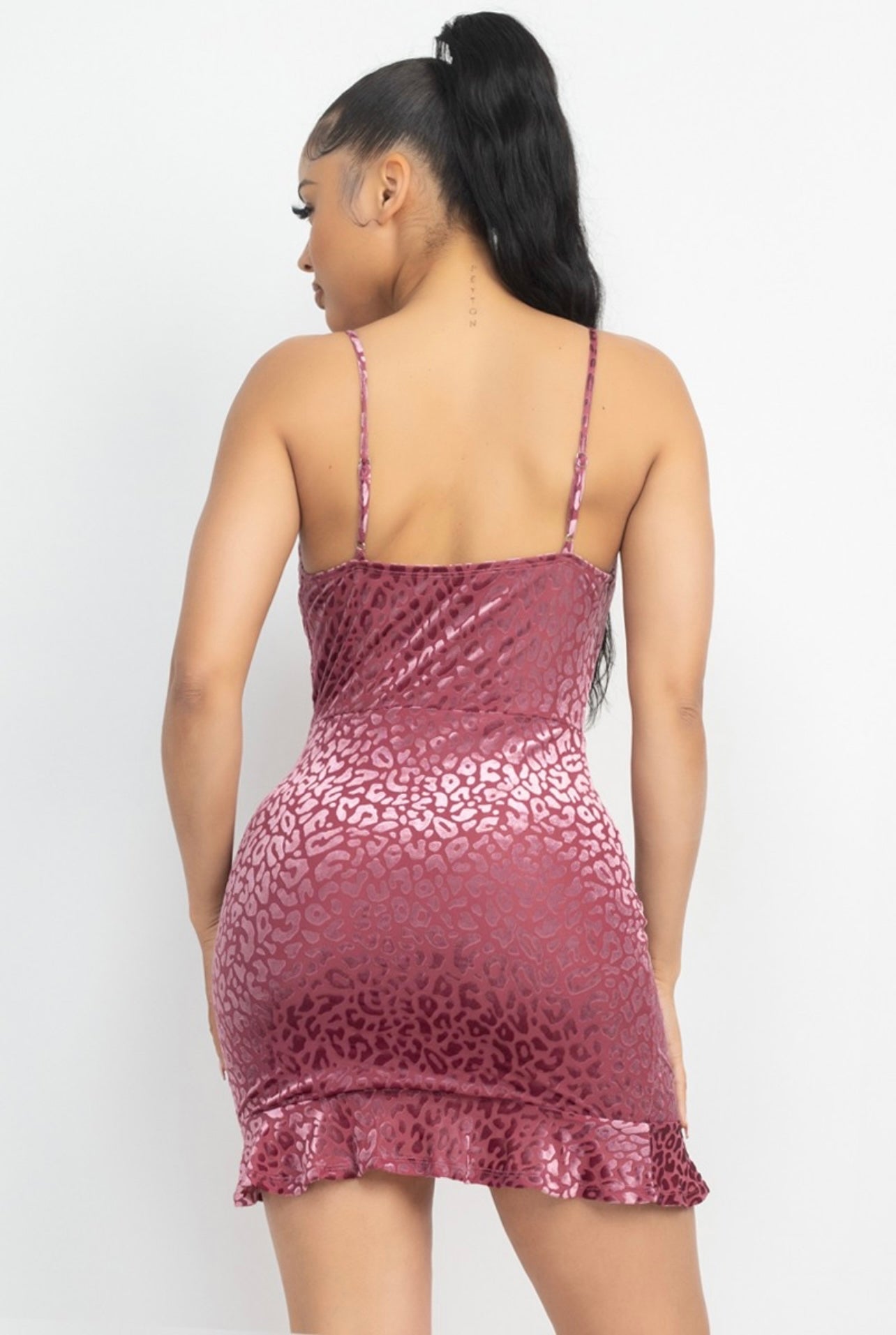 Mila Velvet Ruched Dress (Dark Rose)