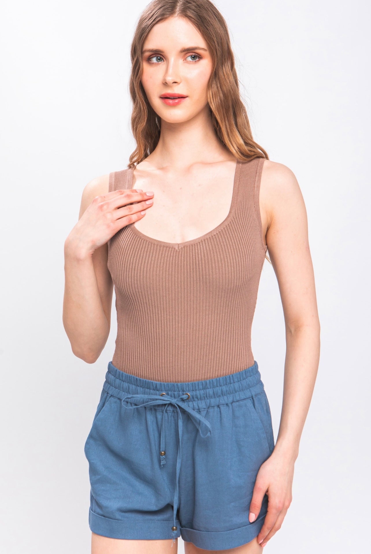 Ariana Ribbed Bodysuit (Nude)