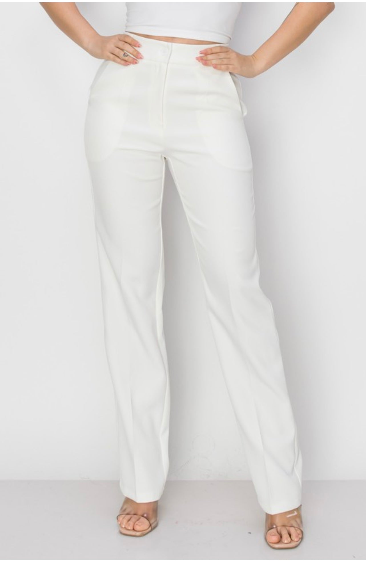 Alexa white straight pants