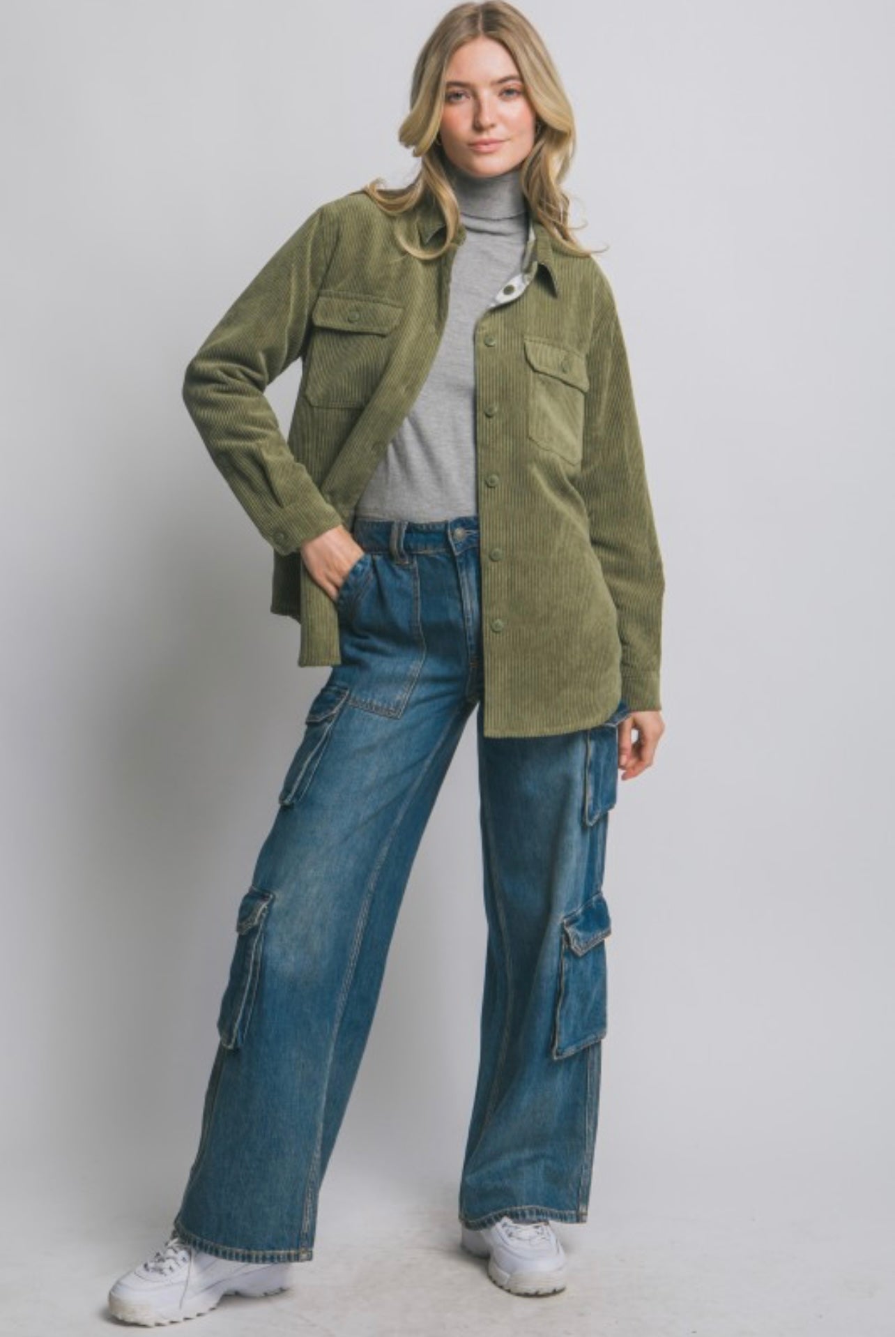Corduroy Double Sided Reversible Jacket (Olive)