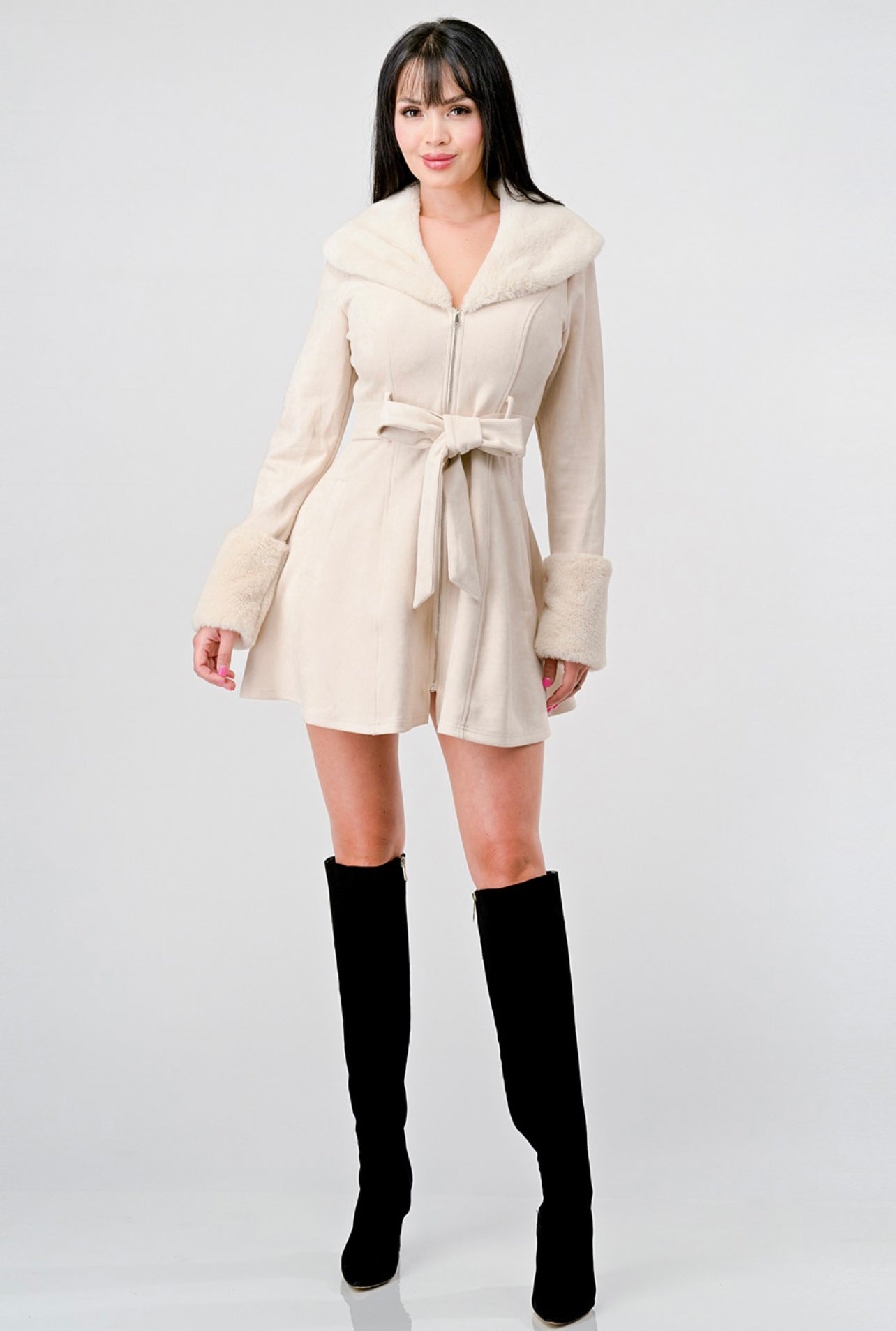 Classy Suede Coat (Cream)