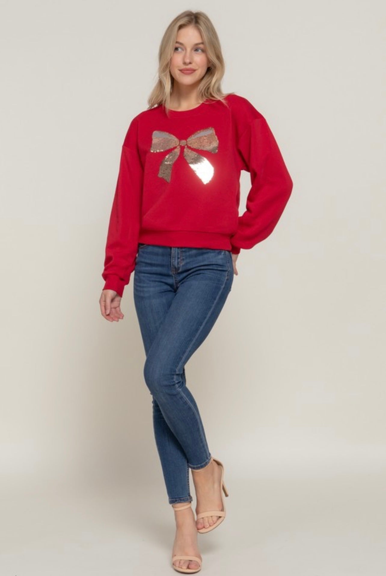 Bow Fleece Sweatshirt (Red)