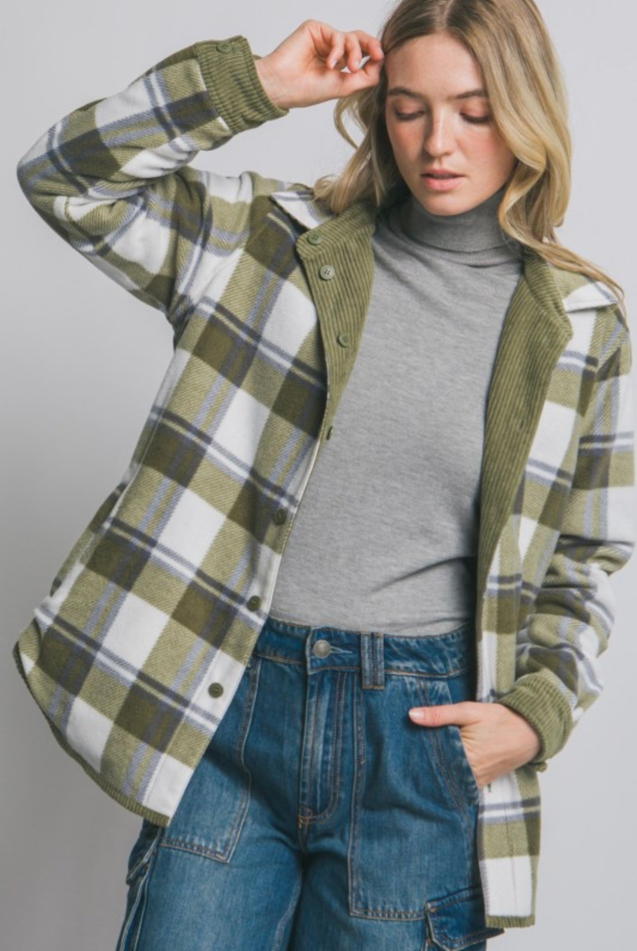 Corduroy Double Sided Reversible Jacket (Olive)
