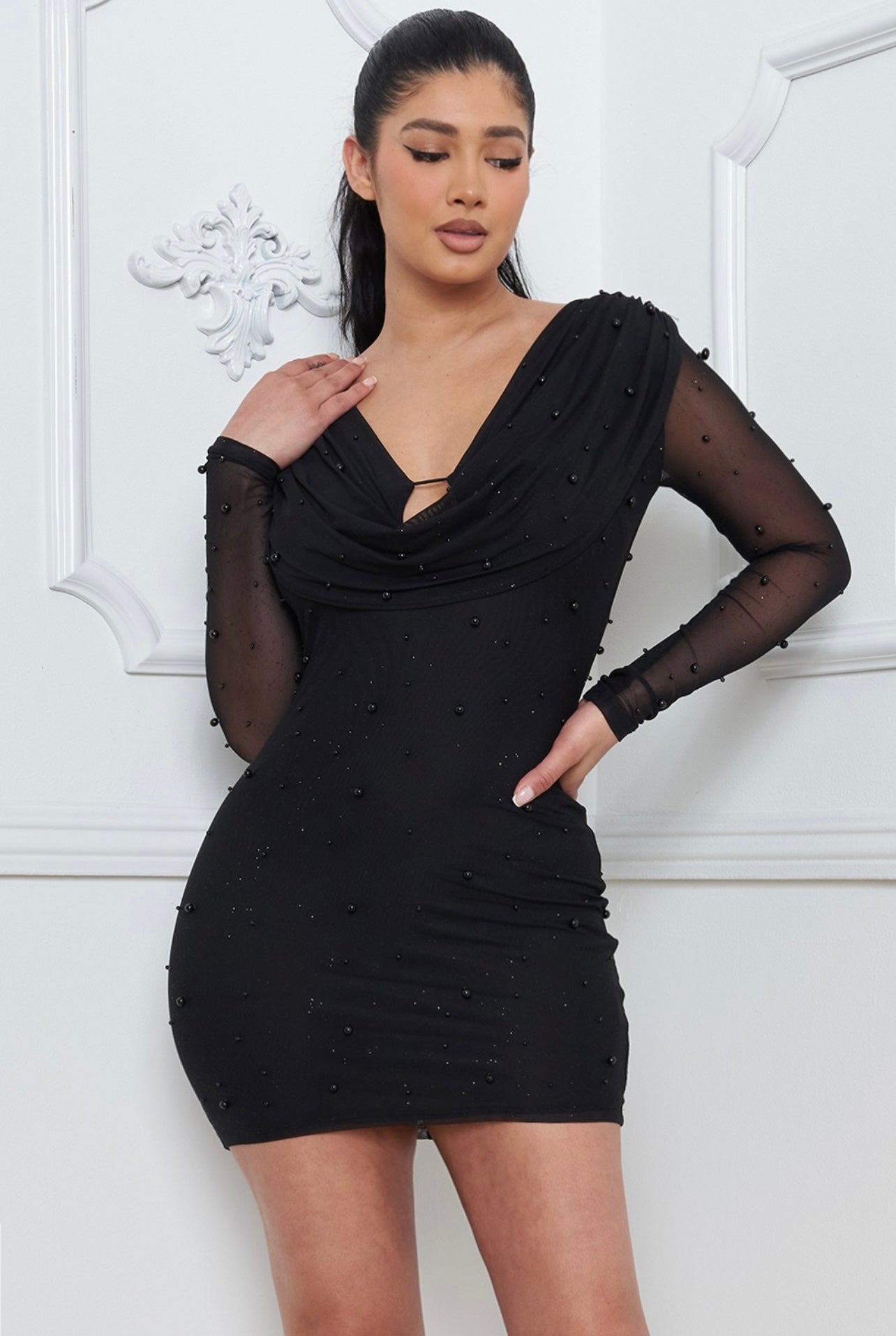 Symantha Pearl Beaded Dress