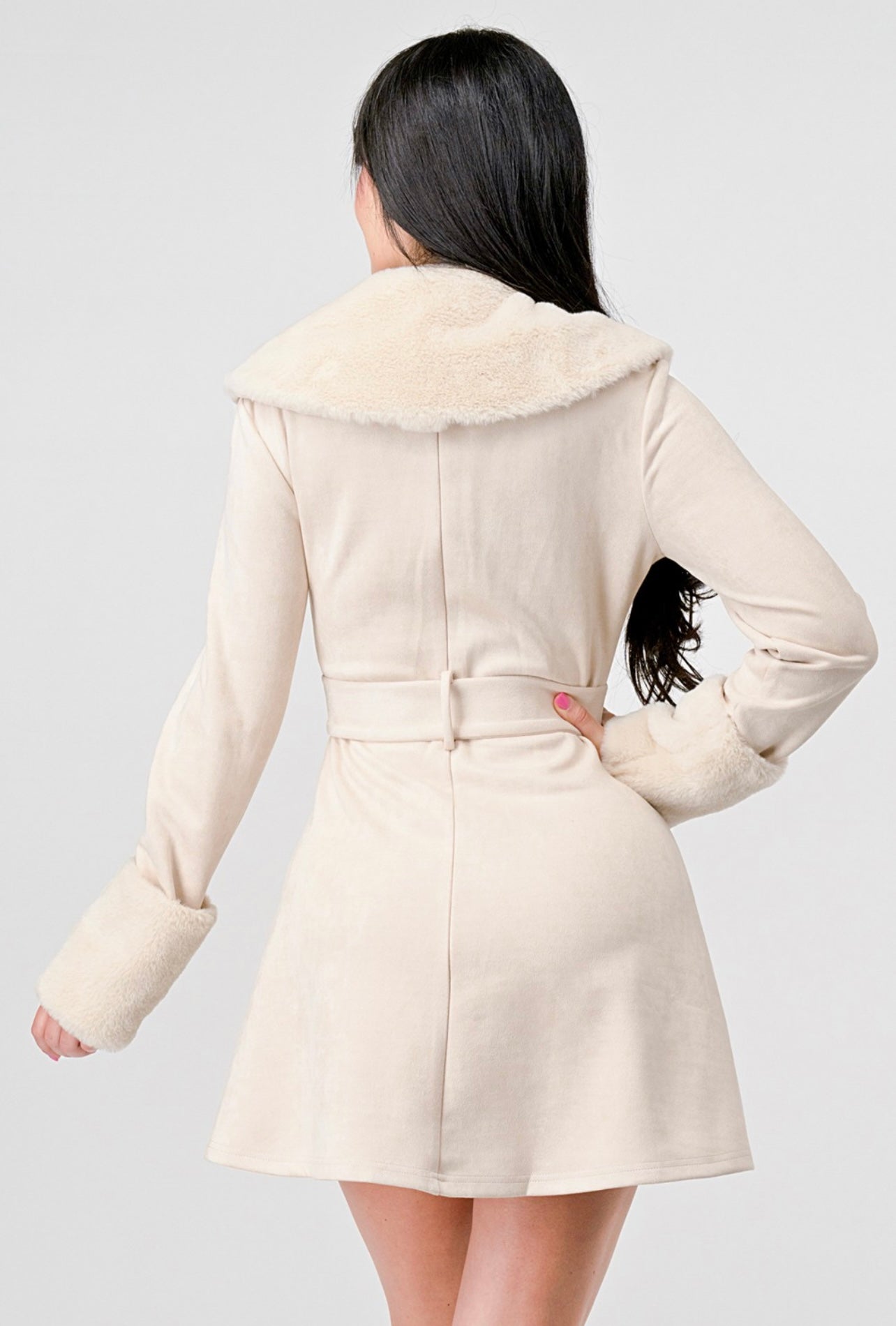 Classy Suede Coat (Cream)