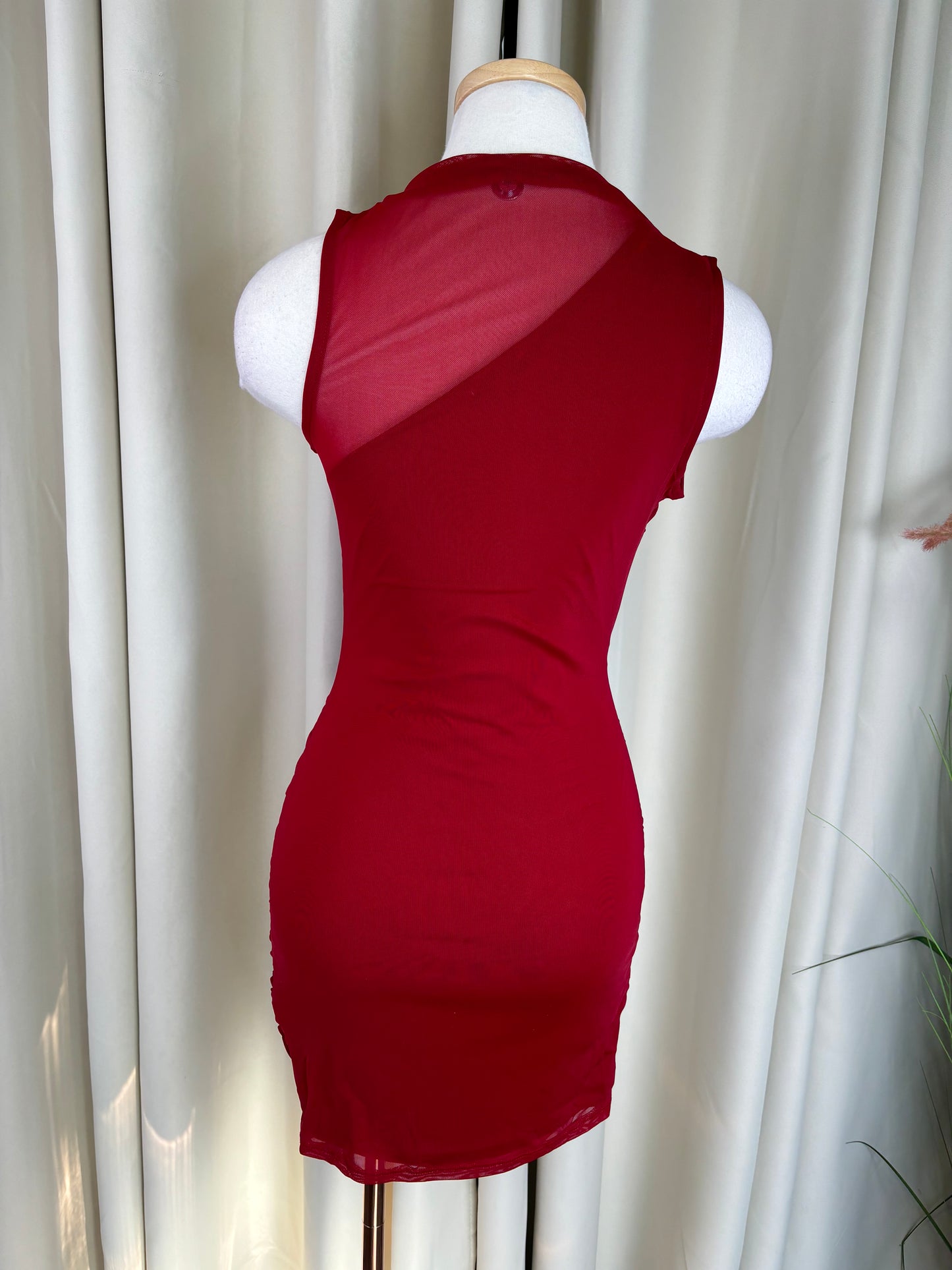 Sandy Mesh Red Dress