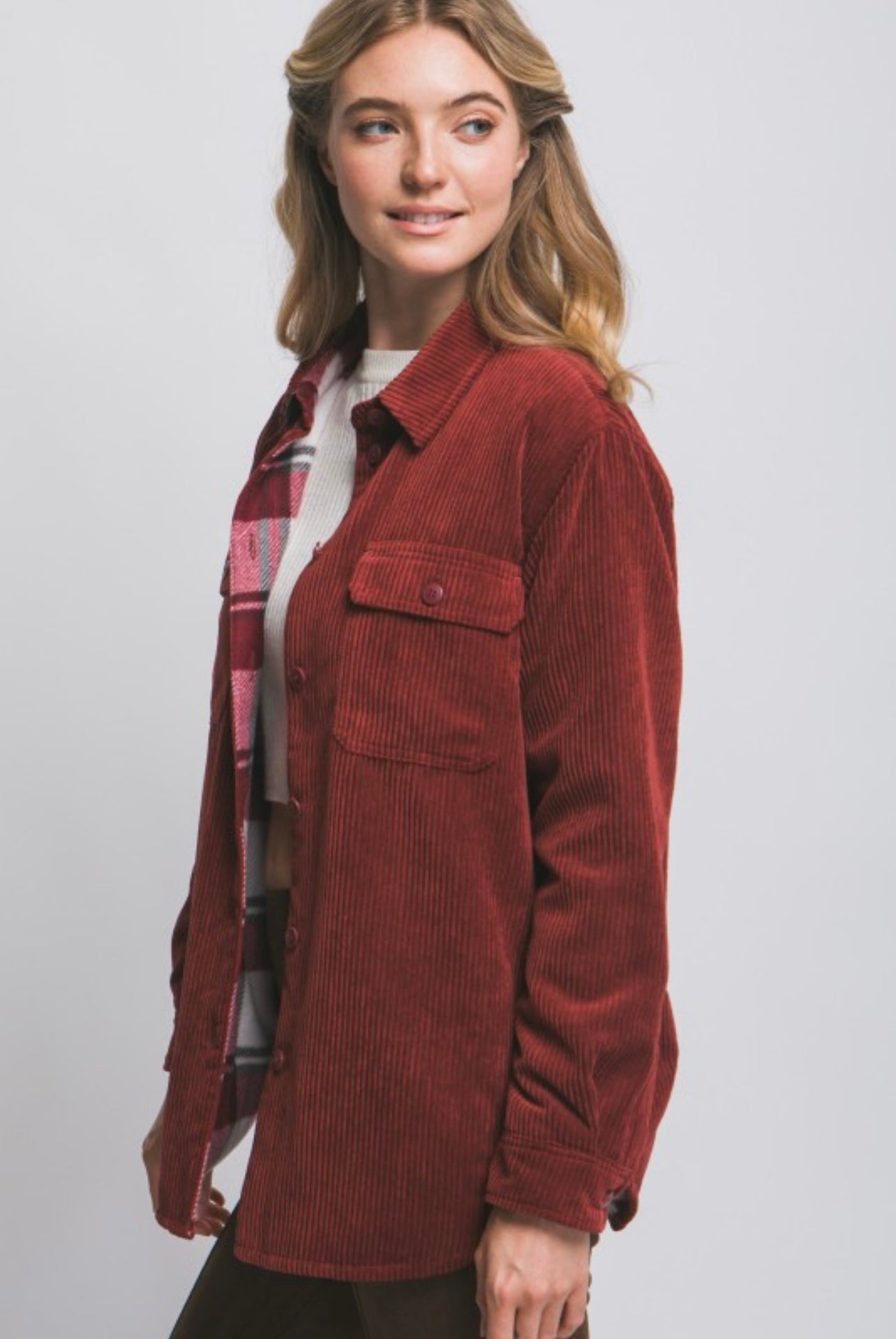 Corduroy Double Sided Reversible Jacket (Burgundy)