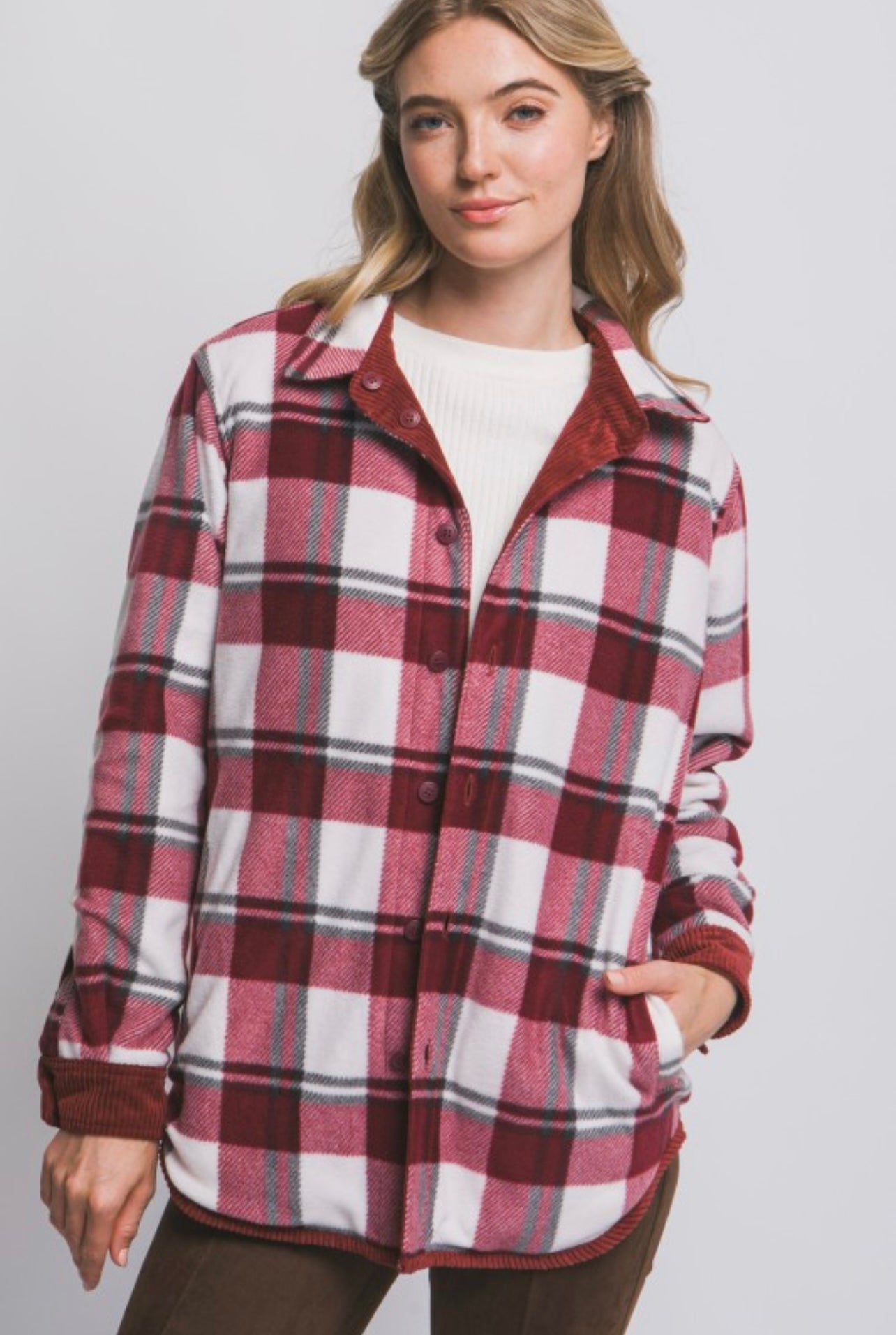 Corduroy Double Sided Reversible Jacket (Burgundy)