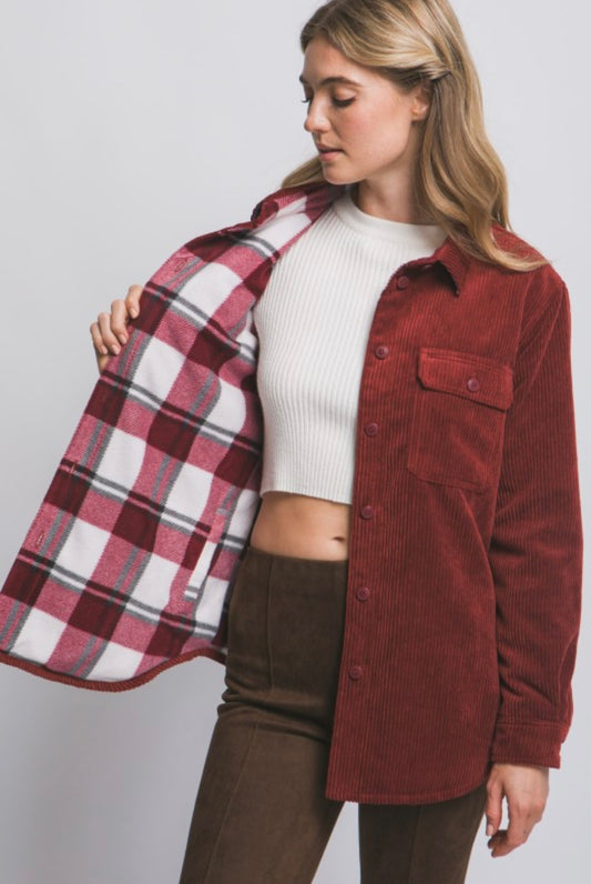 Corduroy Double Sided Reversible Jacket (Burgundy)