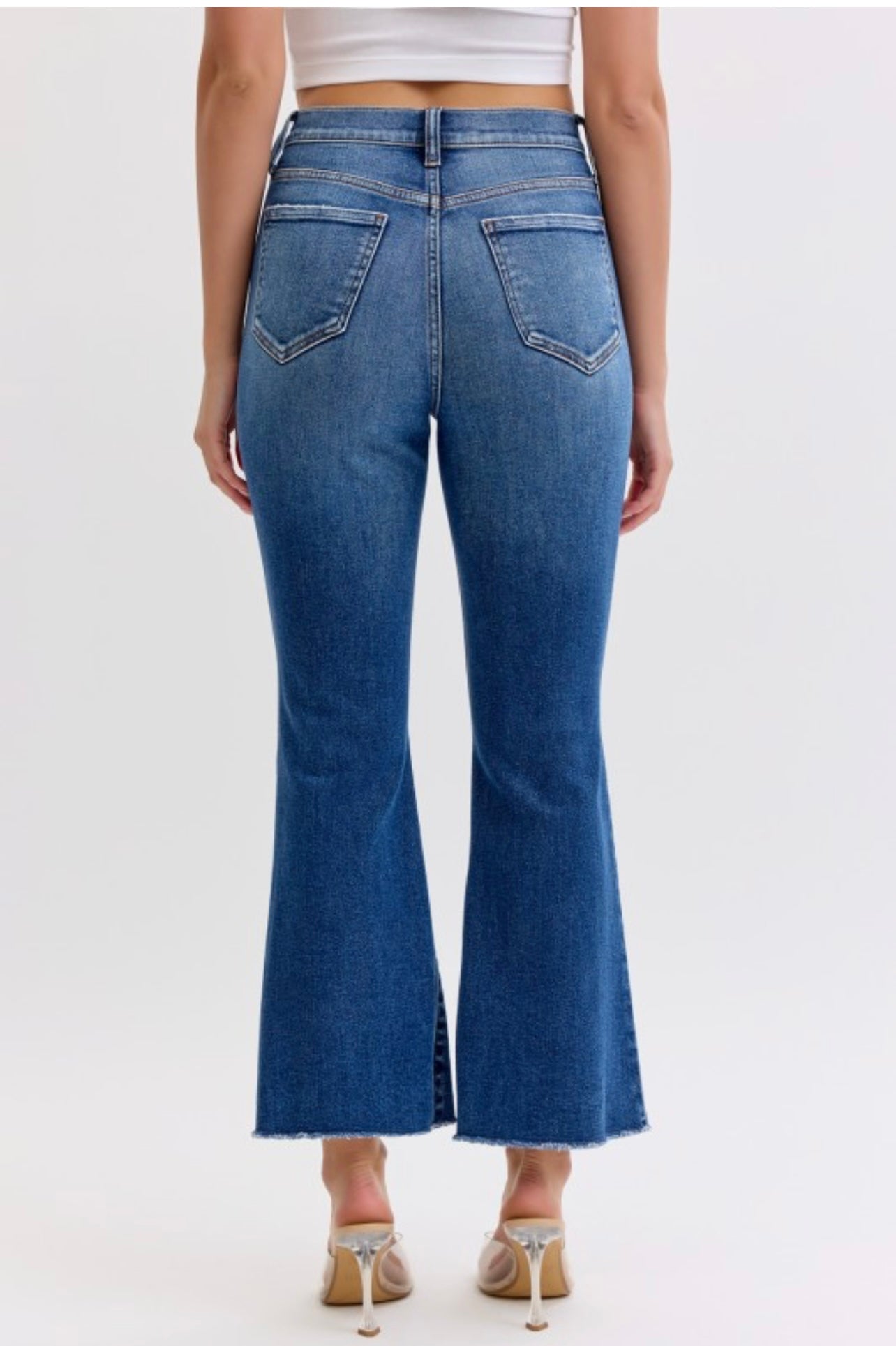 High Waisted Flared Jeans (Dark)