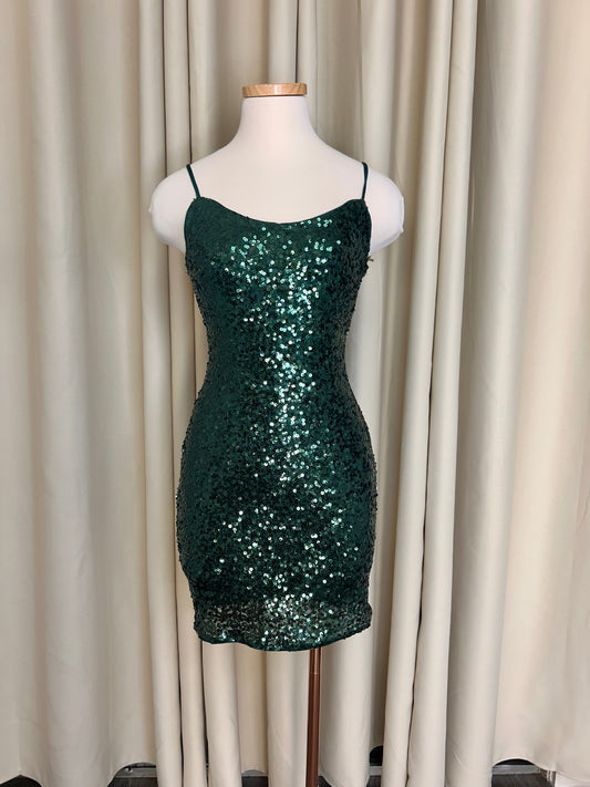 Nia Sequin Dress (Emerald)