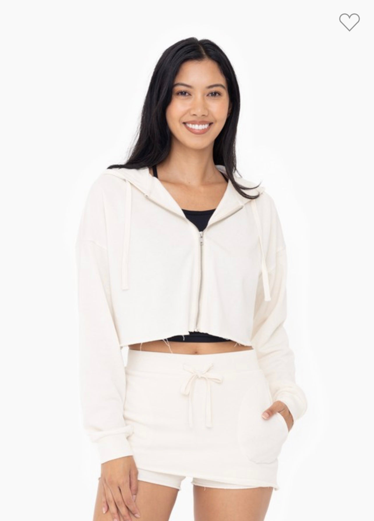 Alahni Crop Zip-Up Jacket (Cream)