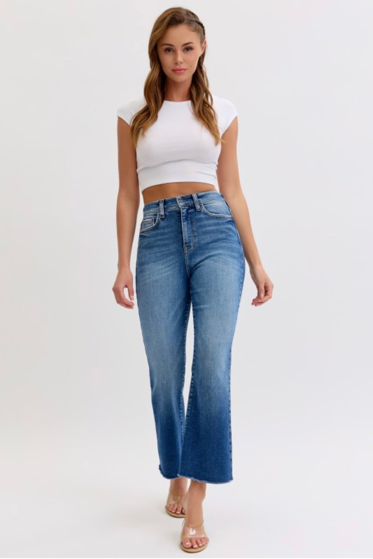 High Waisted Flared Jeans (Dark)