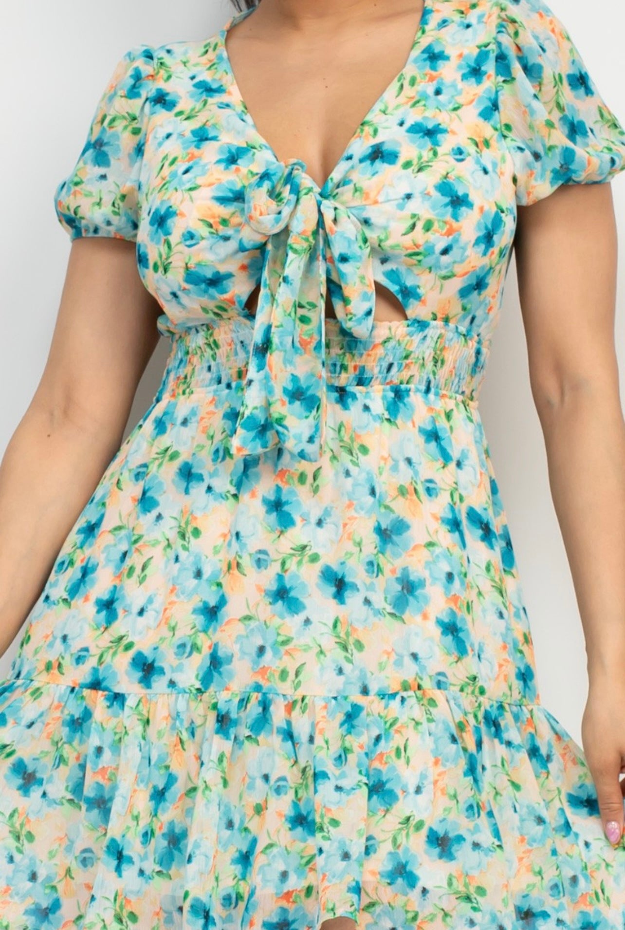 Iris Floral Mini Dress (Blue)