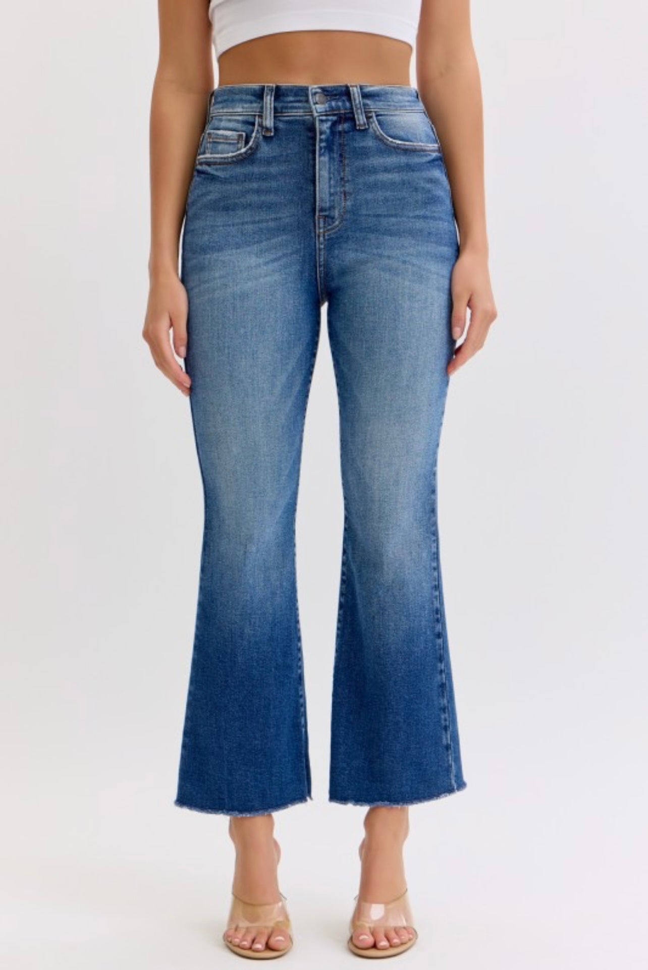 High Waisted Flared Jeans (Dark)