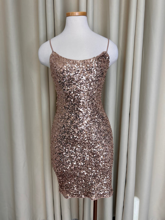 Nia Sequin Dress (Champagne)