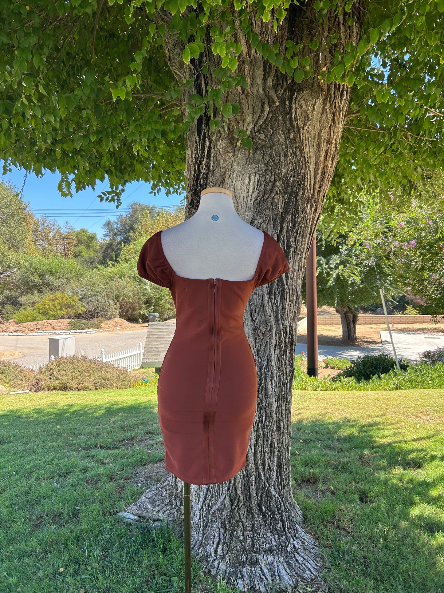 Snatched Bandage Dress (Cognac)