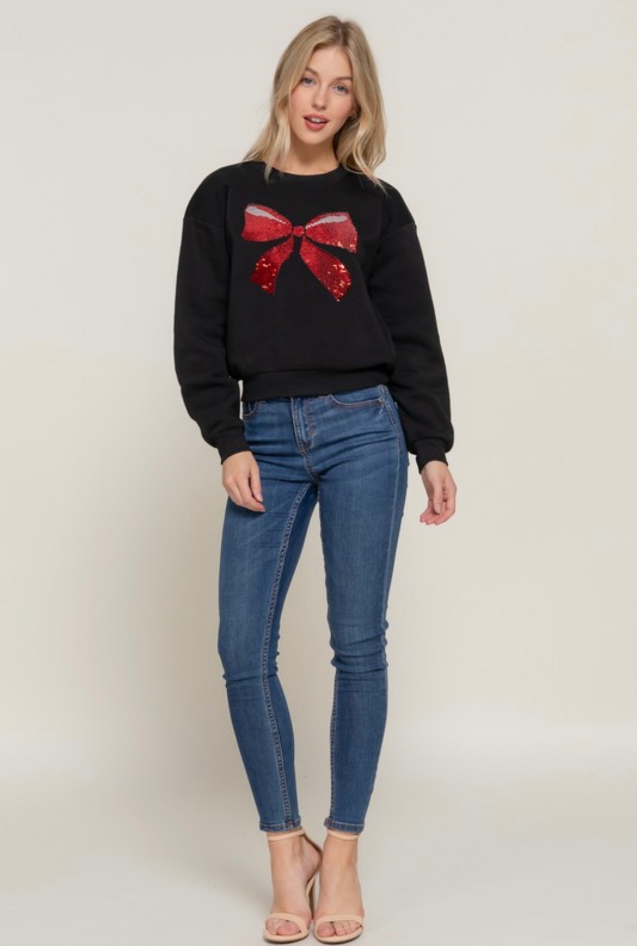 Bow Fleece Sweatshirt (Black)