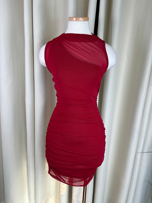 Sandy Mesh Red Dress