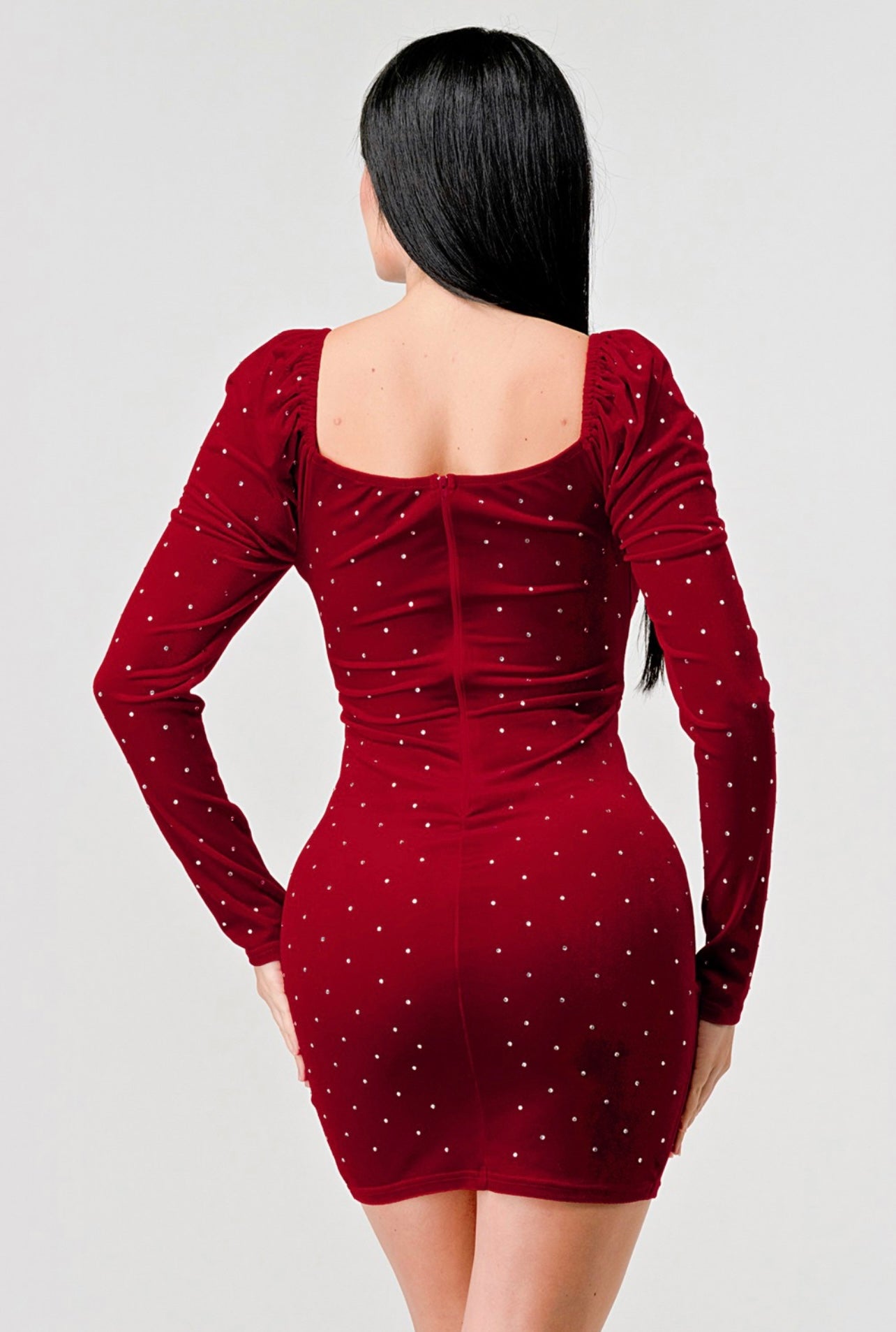 Sweetheart Rhinestone Mini Dress (Red)