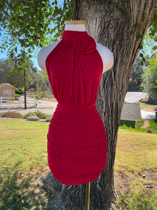 Rose Pearl Dress (Red)