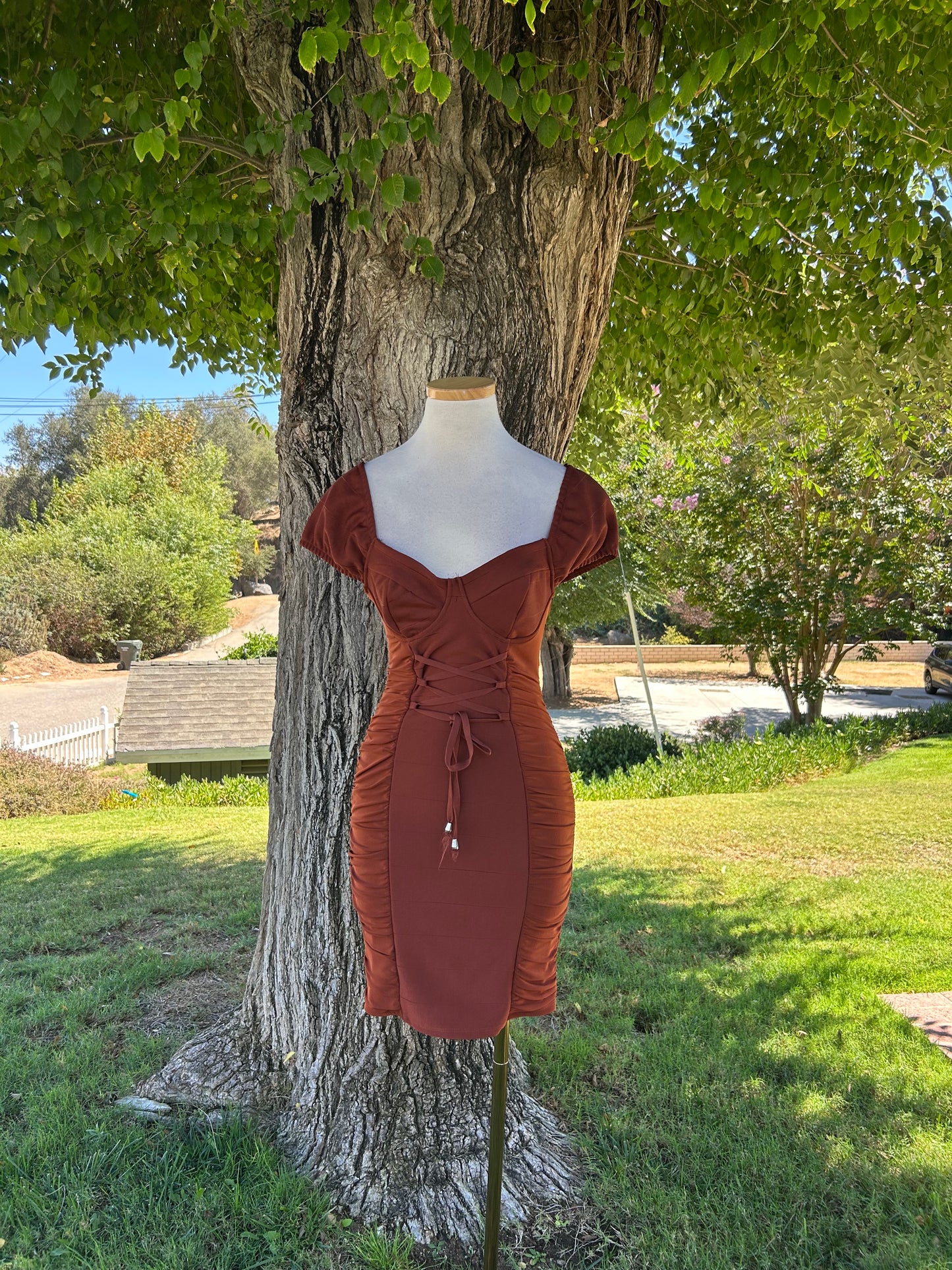 Snatched Bandage Dress (Cognac)